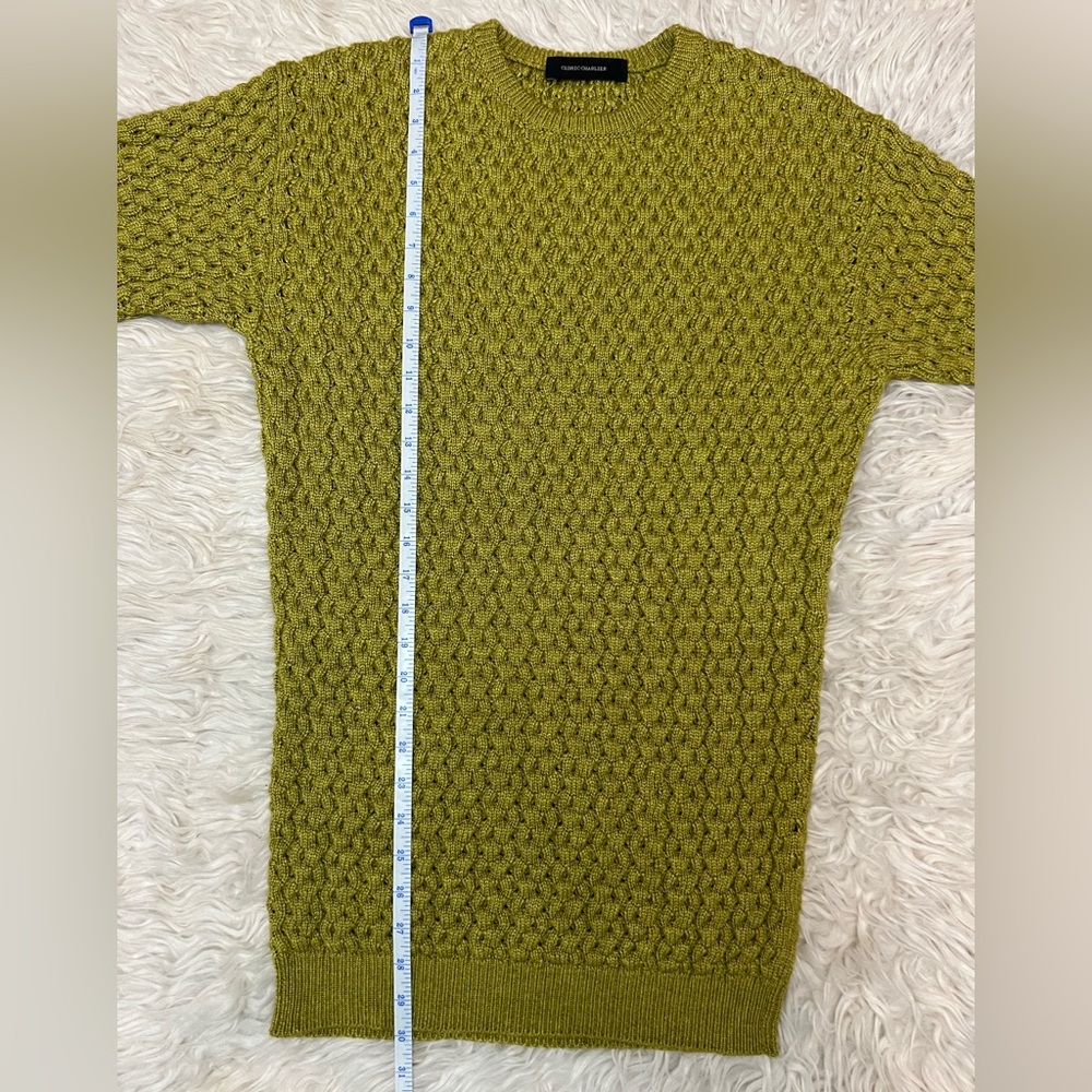Cedric Charlier Chartreuse Green Textured Cable Knit Sweater Dress US Size‎ 6 - Picture 9 of 9